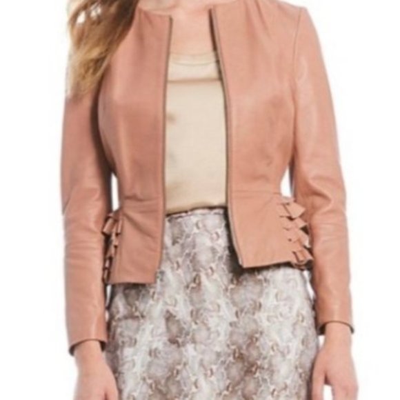 ANTONIO MELANI Jackets & Blazers - Leather Peplum Jacket Super soft Antonio Melani blush pink nude